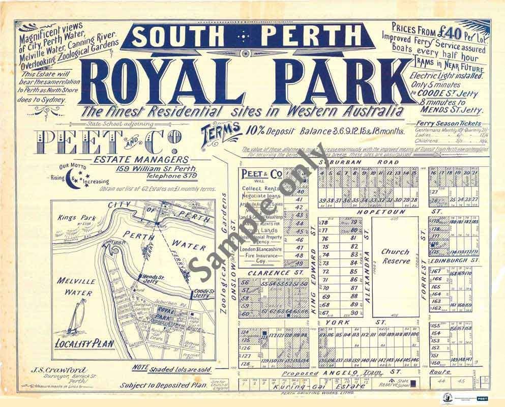 Collection of PEET Ltd Plans – South Perth Royal Park